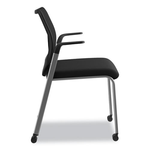 Nucleus Series Multipurpose Stacking Chair With Ilira-stretch M4 Back, Supports Up To 300 Lb, Black Seat/back, Platinum Base