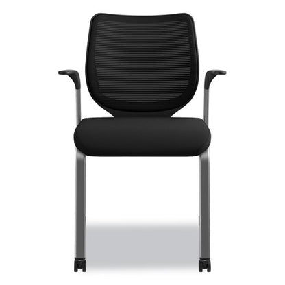 Nucleus Series Multipurpose Stacking Chair With Ilira-stretch M4 Back, Supports Up To 300 Lb, Black Seat/back, Platinum Base