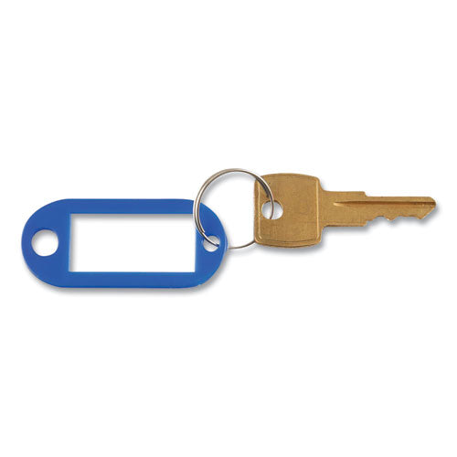 Key Tags Label Window, 0.88 X 0.19 X 2, Dark Blue, 6/pack