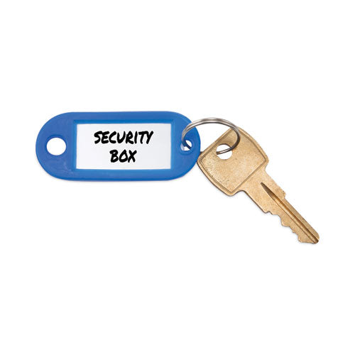 Key Tags Label Window, 0.88 X 0.19 X 2, Dark Blue, 6/pack