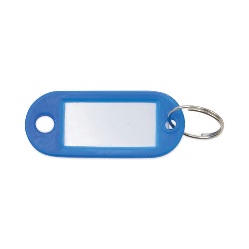 Key Tags Label Window, 0.88 X 0.19 X 2, Dark Blue, 6/pack