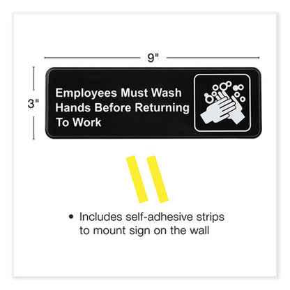 Indoor/outdoor Restroom With Braille Text, 6" X 9", Black Face, White Graphics, 3/pack