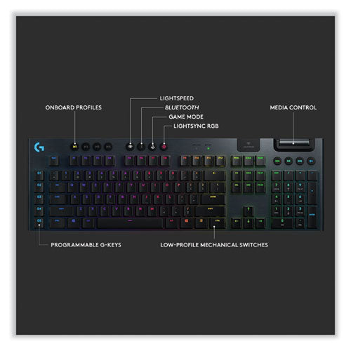 G915 Lightspeed Wireless Rgb Mechanical Gaming Keyboard, Tactile Keys, Black