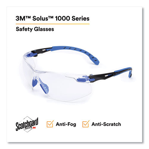 Solus 1000 Series Safety Glasses, Blue Plastic Frame, Clear Polycarbonate Lens