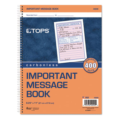 Telephone Message Book With Fax/mobile Section, Two-part Carbonless, 3.88 X 5.5, 4 Forms/sheet, 400 Forms Total