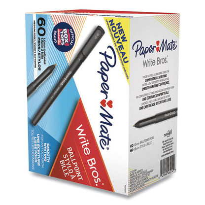 Write Bros. Ballpoint Pen Value Pack, Stick, Medium 1 Mm, Black Ink, Black Barrel, 60/pack