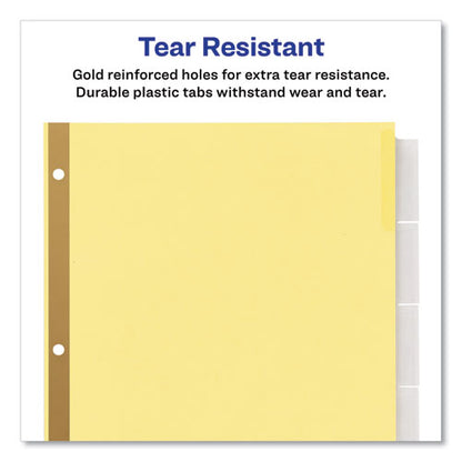 Insertable Big Tab Dividers, 5-tab, Double-sided Gold Edge Reinforcing, 11 X 8.5, Buff, Clear Tabs, 24 Sets