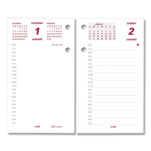 Daily Calendar Pad Refill, 6 X 3.5, White/burgundy/gray Sheets, 12-month (jan To Dec): 2024