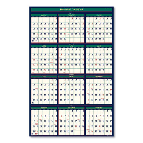 Four Seasons Business/academic Recycled Wall Calendar, 24 X 37, 12-month (july-june): 2023-2024, 12-month (jan To Dec): 2024