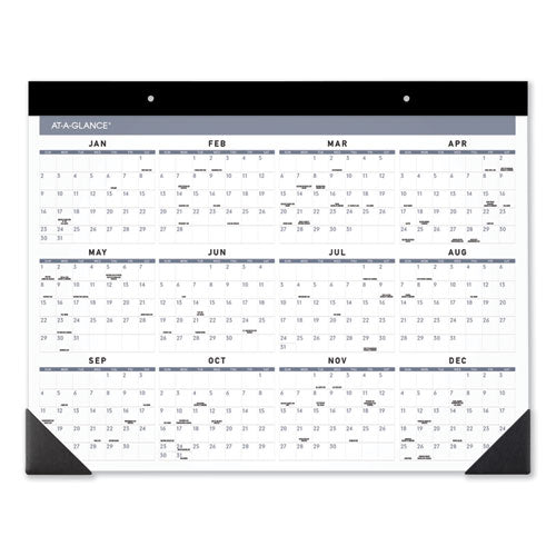 Contemporary Monthly Desk Pad, 22 X 17, White Sheets, Black Binding/corners,12-month (jan To Dec): 2024