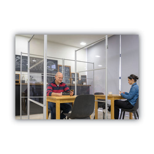 Protector Series Mobile Glass Panel Divider, 49 X 22 X 69, Clear/aluminum