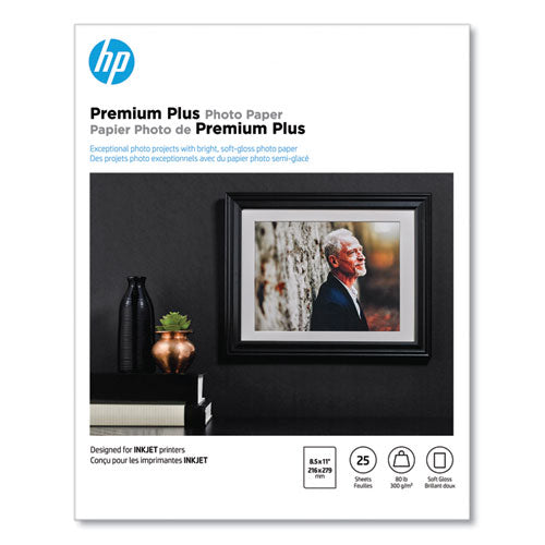 Premium Plus Photo Paper, 11.5 Mil, 8.5 X 11, Soft-gloss White, 25/pack