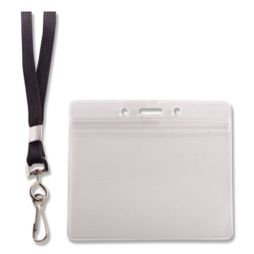 Resealable Badge Holders Combo Pack With 36" Lanyard, Horizontal, Frost 4.13" X 3.75" Holder, 3.88" X 2.63" Insert, 20/pack