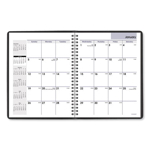 Dayminder Monthly Planner With Notes Column, Ruled Blocks, 8.75 X 7, Black Cover, 12-month (jan To Dec): 2024