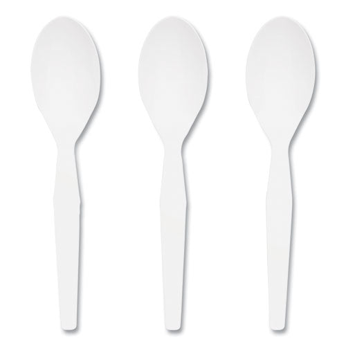 Mediumweight Plastic Cutlery, Teaspoon, White, 1,000/pack