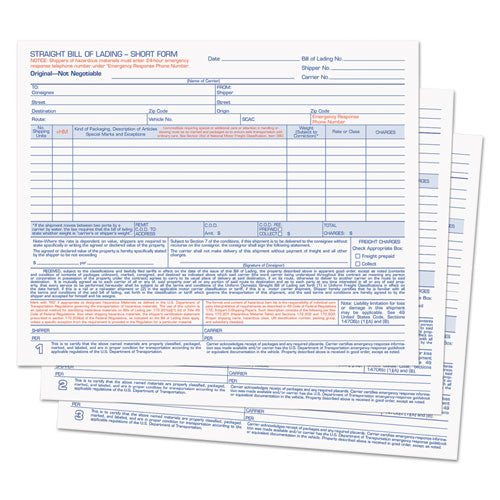 Hazardous Material Short Form, Three-part Carbonless, 7 X 8.5, 50 Forms Total