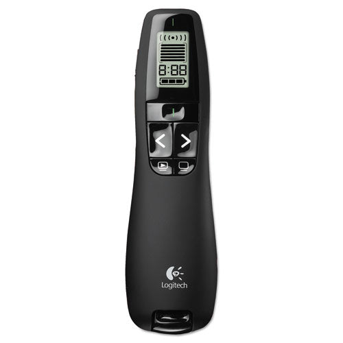 R800 Wireless Laser Presentation Remote W/lcd Display, Class 2, 100 Ft Range, Matte Black