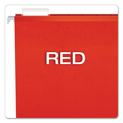 Colored Reinforced Hanging Folders, Letter Size, 1/5-cut Tabs, Red, 25/box