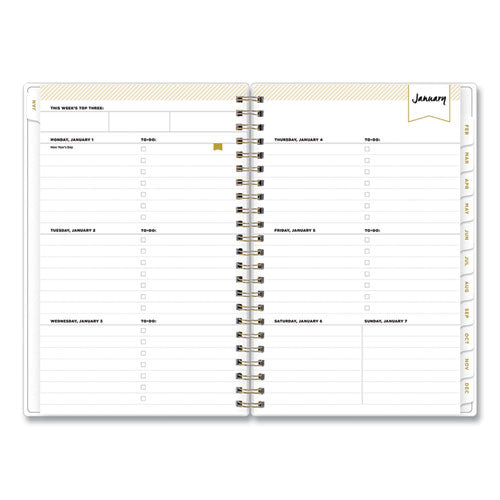 Day Designer Tile Weekly/monthly Planner, Tile Artwork, 8 X 5, Blue/white Cover, 12-month (jan To Dec): 2024