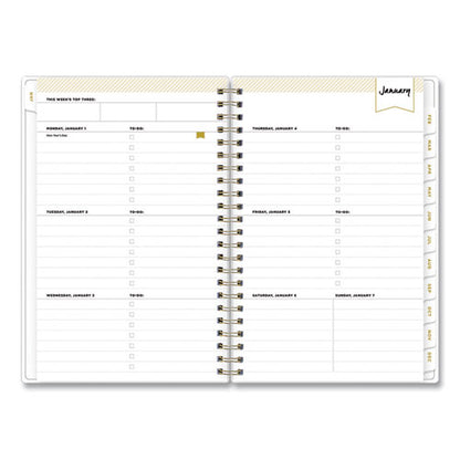 Day Designer Tile Weekly/monthly Planner, Tile Artwork, 8 X 5, Blue/white Cover, 12-month (jan To Dec): 2024