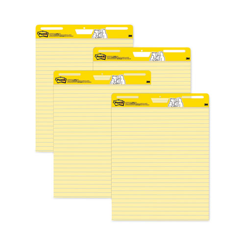 Vertical-orientation Self-stick Easel Pad Value Pack, Presentation Format (1.5" Rule), 25 X 30, Yellow, 30 Sheets, 4/carton