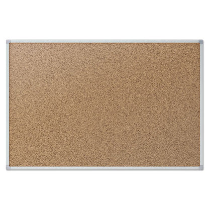 Cork Bulletin Board, 36 X 24, Tan Surface, Silver Aluminum Frame