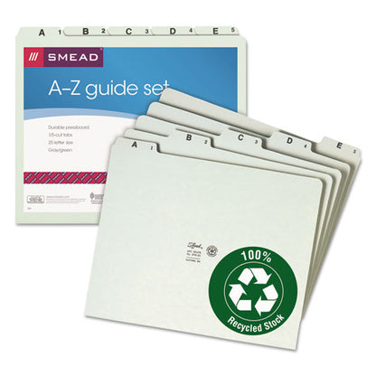 Alphabetic Top Tab Indexed File Guide Set, 1/5-cut Top Tab, A To Z, 8.5 X 11, Green, 25/set