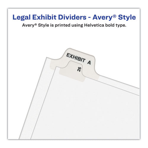 Preprinted Legal Exhibit Side Tab Index Dividers, Avery Style, 27-tab, A To Z, 14 X 8.5, White, 1 Set