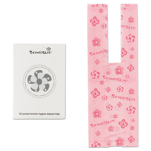 Scensibles Personal Disposal Bags, 3.38" X 9.75", Pink, 50 Bags/box, 24 Boxes/carton