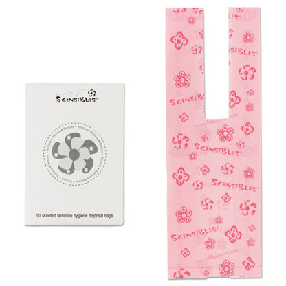 Scensibles Personal Disposal Bags, 3.38" X 9.75", Pink, 50 Bags/box, 24 Boxes/carton