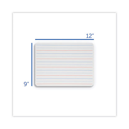 Two-sided Red And Blue Ruled Dry Erase Board, 12 X 9, Ruled White Front/unruled White Back, 12/pack