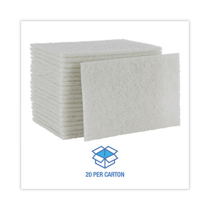 Light Duty Scour Pad, White, 6 X 9, White, 20/carton