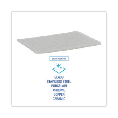 Light Duty Scour Pad, White, 6 X 9, White, 20/carton