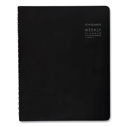 Contemporary Weekly/monthly Planner, Vertical-column Format, 11 X 8.25, Black Cover, 12-month (jan To Dec): 2024