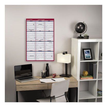 Erasable Vertical/horizontal Wall Planner, 24 X 36, White/blue/red Sheets, 12-month (jan To Dec): 2024