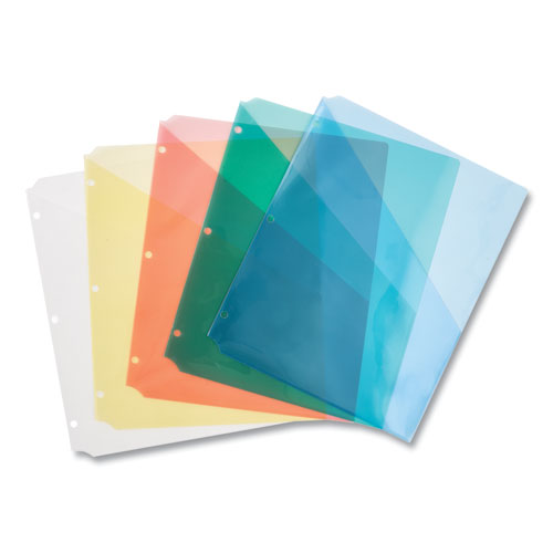 Binder Pockets, 3-hole Punched, 9.25 X 11, Assorted Colors, 5/pack