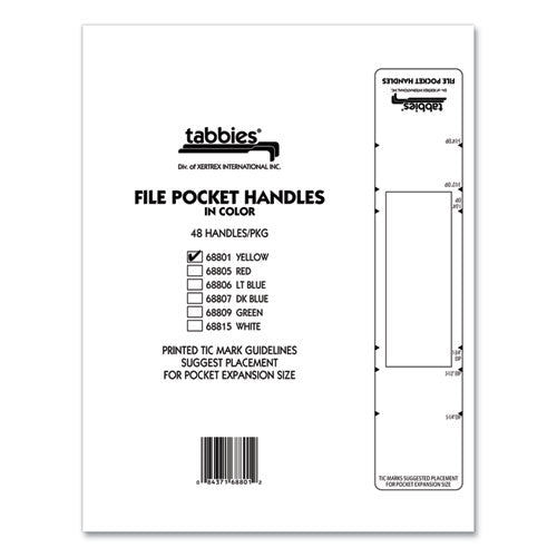 File Pocket Handles, 9.63 X 2, Yellow/white, 4/sheet, 12 Sheets/pack