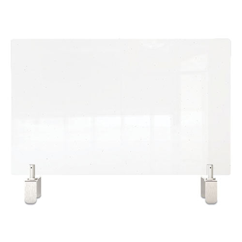 Clear Partition Extender With Attached Clamp, 36 X 3.88 X 18, Thermoplastic Sheeting