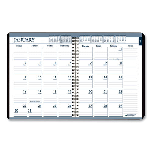 Recycled Monthly Weekly 7 Day Planner, 8.75 X 6.88, Black Cover, 12-month (jan To Dec): 2024