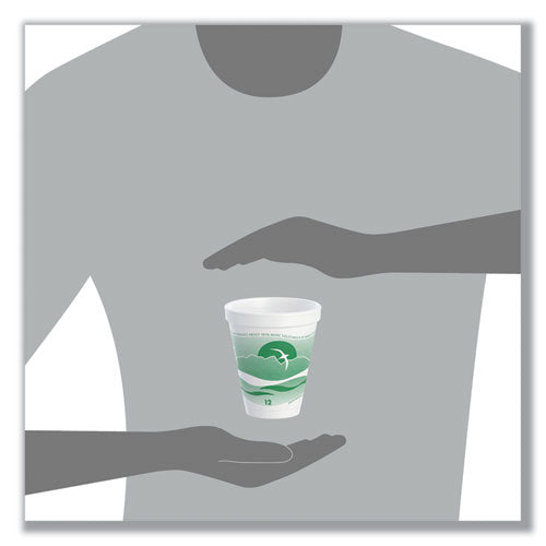 Horizon Hot/cold Foam Drinking Cups, 12 Oz, Green/white, 25/bag, 40 Bags/carton