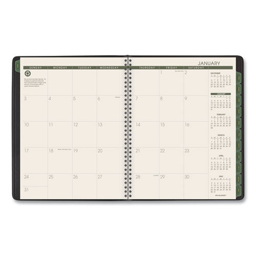 Recycled Weekly Vertical-column Format Appointment Book, 8.75 X 7, Black Cover, 12-month (jan To Dec): 2024