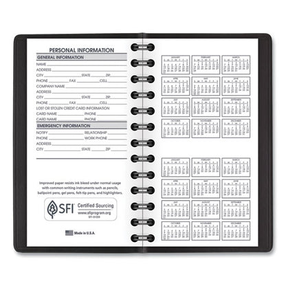 Weekly Planner, 4.5 X 2.5, Black Cover, 12-month (jan To Dec): 2024