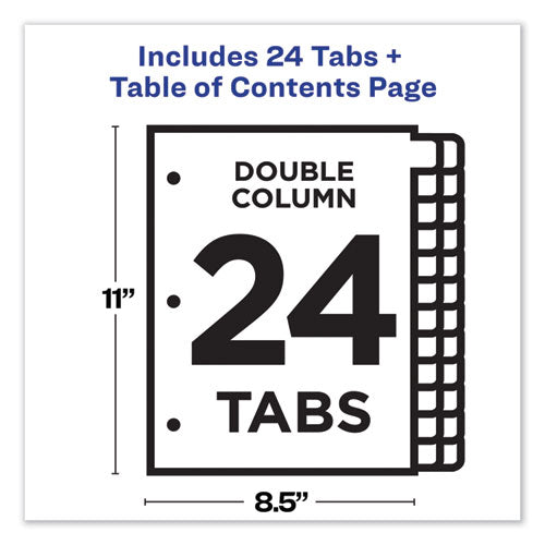 Customizable Toc Ready Index Double Column Multicolor Tab Dividers, 24-tab, 1 To 24, 11 X 8.5, White, 1 Set