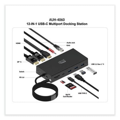 12-in-1 Usb-c Multi-port Taa Compliant Docking Station, Black