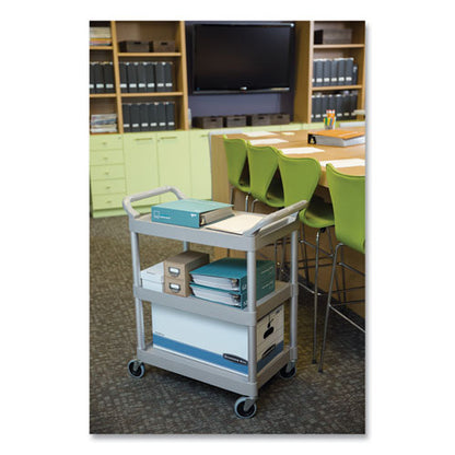 Three-shelf Service Cart, Plastic, 3 Shelves, 200 Lb Capacity, 18.63" X 33.63" X 37.75", Off-white