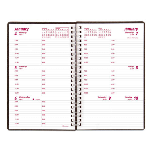 Duraflex Weekly Planner, 8 X 5, Black Cover, 12-month (jan To Dec): 2024