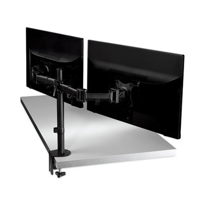 Dual Monitor Mount, For 27" Monitors, 360 Degree Rotation, +45 Degree/-45 Degree Tilt, 90 Degree Pan, Black, Supports 20 Lb