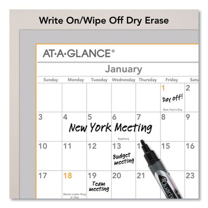 Wallmates Self-adhesive Dry Erase Yearly Planning Surfaces, 24 X 18, White/gray/orange Sheets, 12-month (jan To Dec): 2024