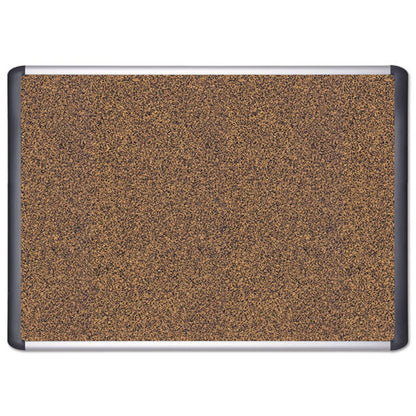 Tech Cork Board, 36 X 24, Tan Surface, Silver/black Aluminum Frame