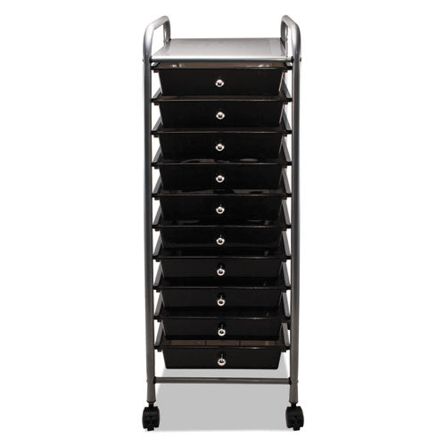 Portable Drawer Organizer, Metal, 1 Shelf, 10 Drawers, 13" X 15.38" X 37.75", Matte Gray/smoke